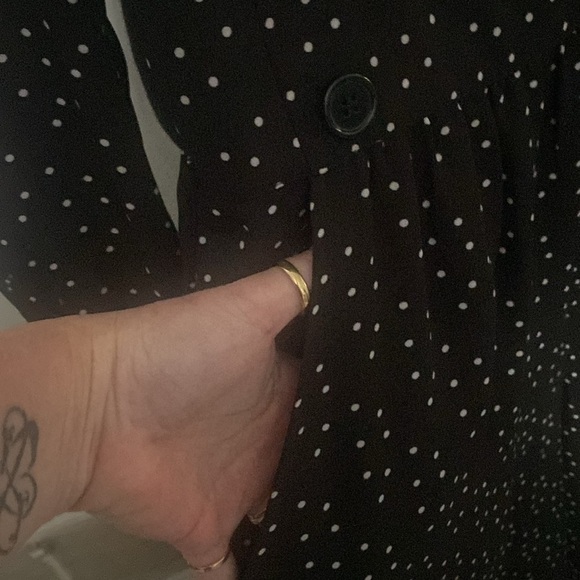 Max Studio Black White Polka Dot V-Neck Jumpsuit Sz L NWT - Picture 8 of 14